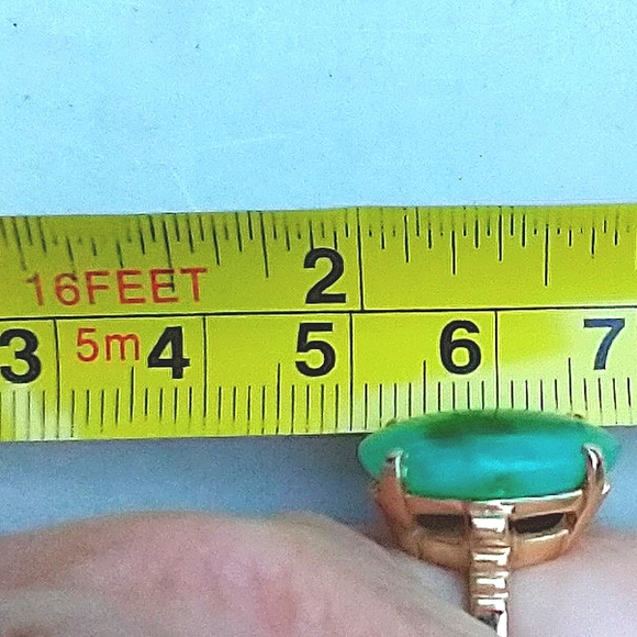 Ring 14k gold Jade Stone Large Oval 16x12mm Jade Ctr stone - Picture 12 of 12